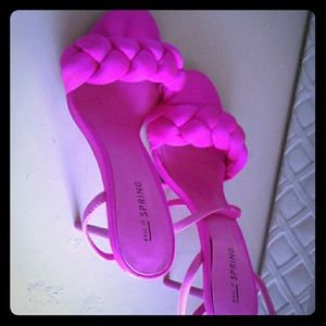 Pretty pink high heels sandals